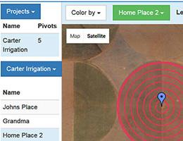 Agricultural irrigation software page